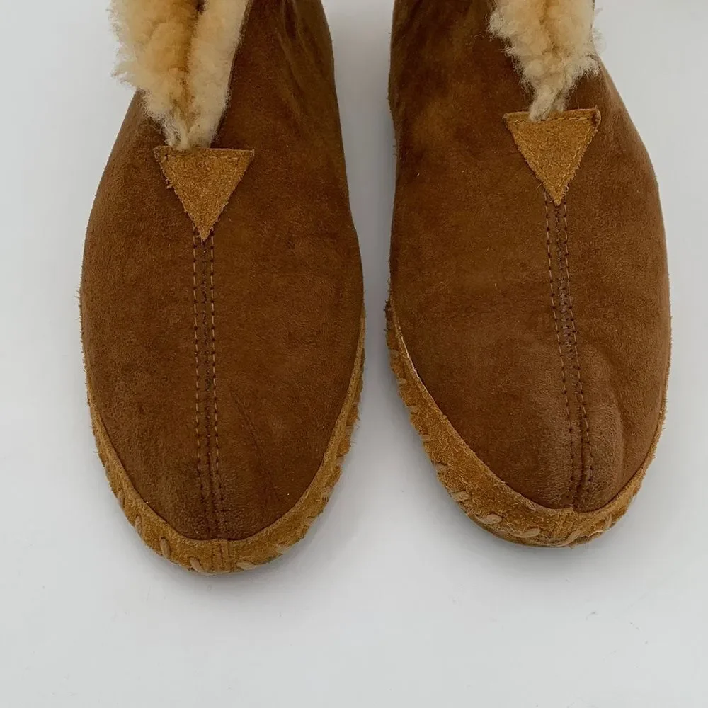 L.L. Bean suede leather wool lined moccasin style slippers Mens size 7 Woman 9